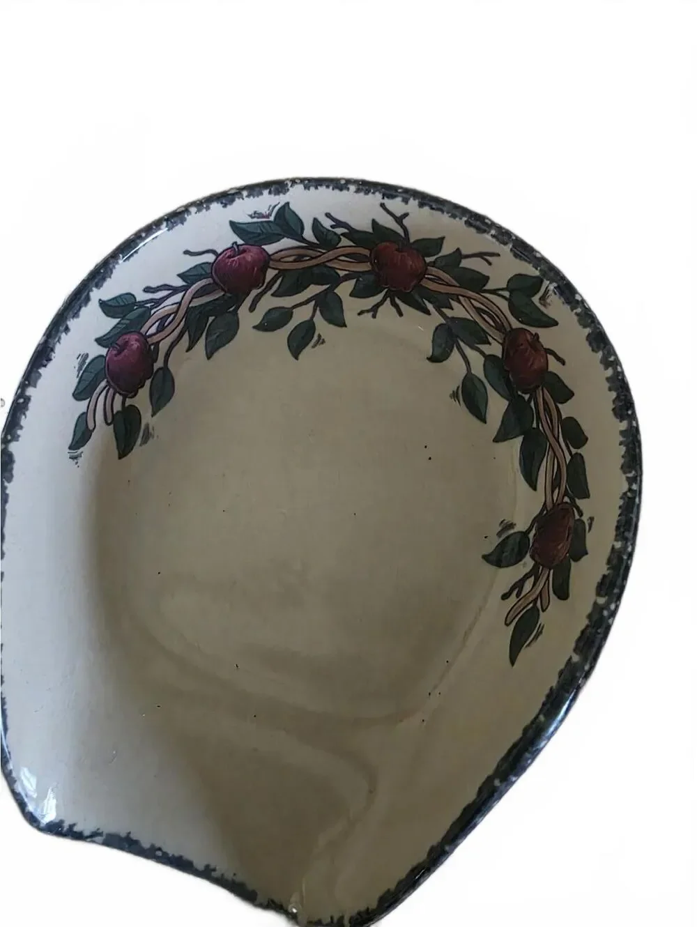 Vintage 2003 Home & Garden Stoneware Spoon Rest Apple Swag